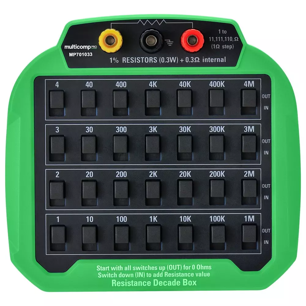 MULTICOMP PRO Decade Box 0.01 Accuracy % Resistance Type 1 ohm to 11.11111 Mohm Test Range, MP701033