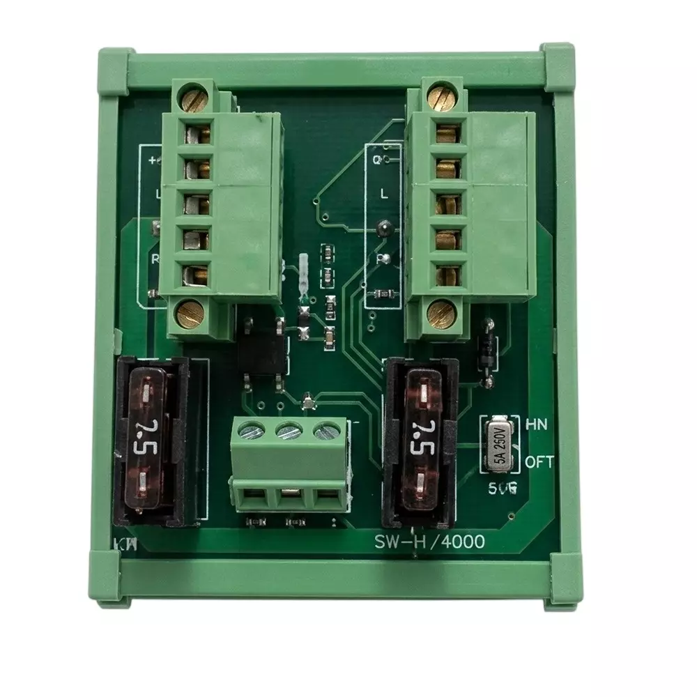 Delta DeviceNet Power Distribution Box with Plastic Body, Green Color and DIN Rail Mounting, TAP-CP01