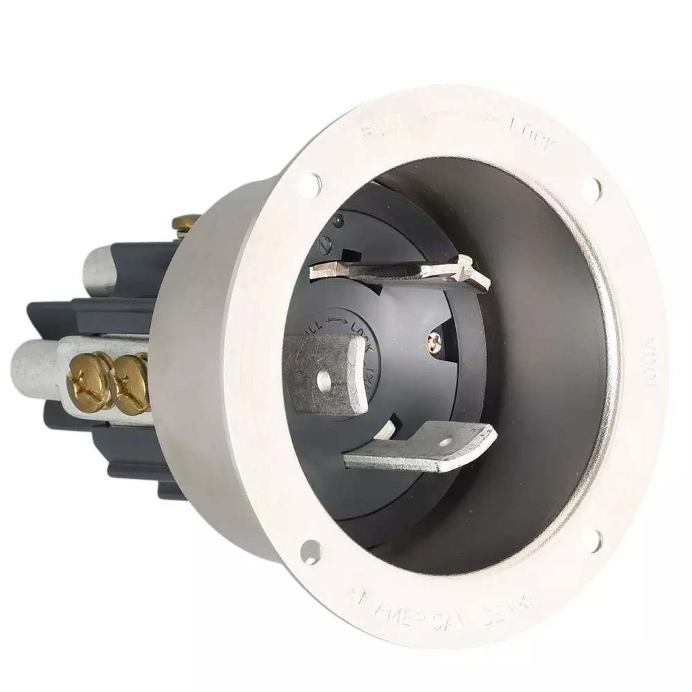AMERICAN DENKI Hook Type Flange Inlet 600 V Rated Voltage, 31065