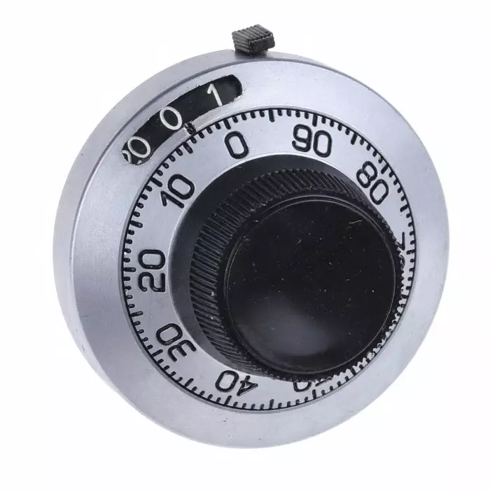 Vishay Circular Potentiometer Knob 46 mm Dia Black Indicator, 25A11B10