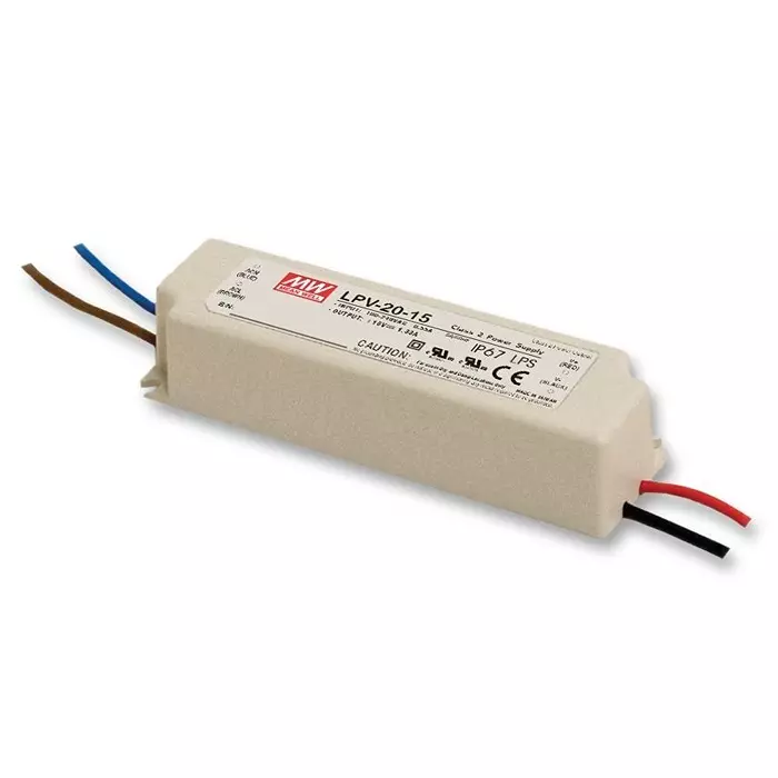 Mean Well LED DRIVER, AC-DC, CV, 1.67A, 12V, LPV-20-12