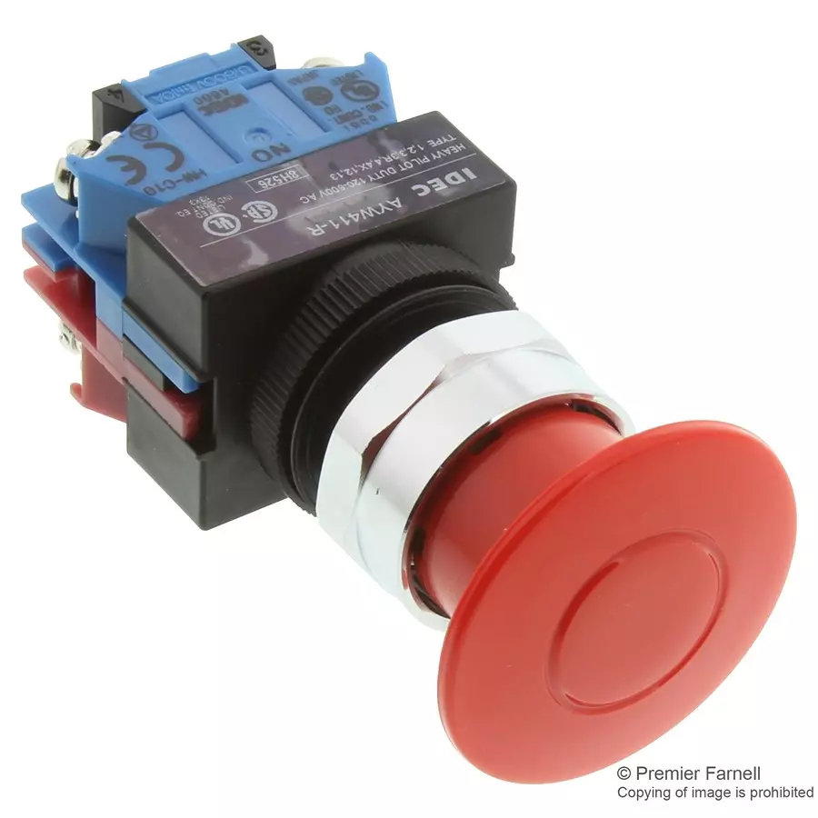 IDEC SWITCH, EMERGENCY STOP, 1NO/1NC, 600VAC, AYW411-R