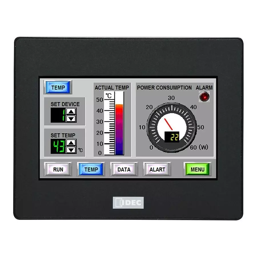 IDEC HMI, 4.3", TFT LCD COLOUR, BLACK BEZEL, HG1G-4VT22TF-B.