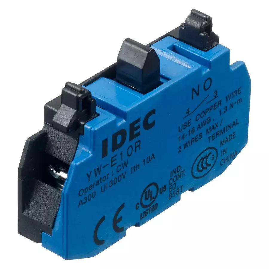IDEC CONTACT BLOCK, 1 POLE, 10A, 120VAC, YW-E10R