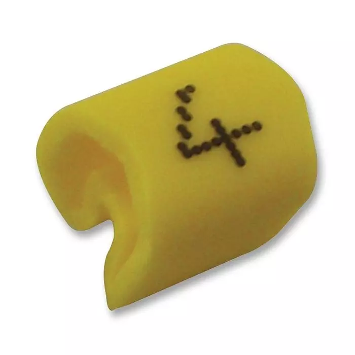 RAYCHEM - TE CONNECTIVITY CABLE MARKER, 4, YELLOW, PK100, 05811404 (Pack of 100 Pcs)