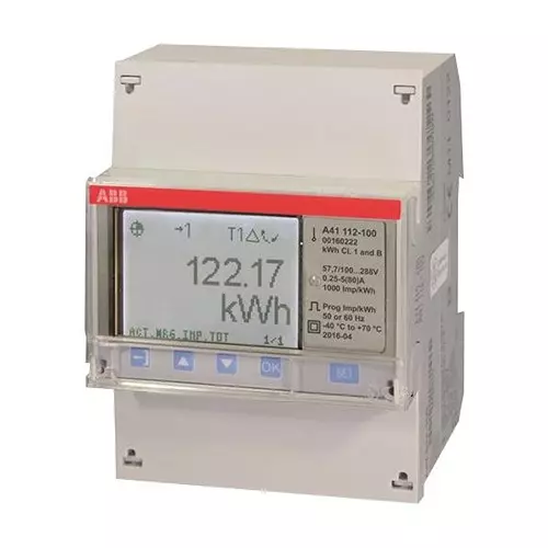 ABB Energy Meter, 1-Ph, 57-288Vac, Din Rail, 2CMA170500R1000