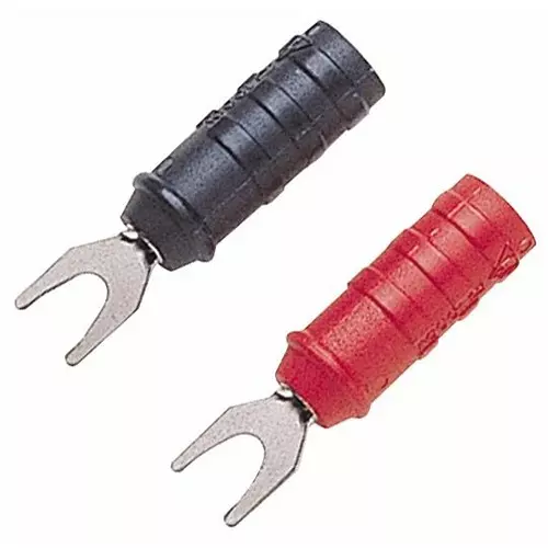 POMONA Spade Lug To Banana Jack, 15A, Black, 1614A-0