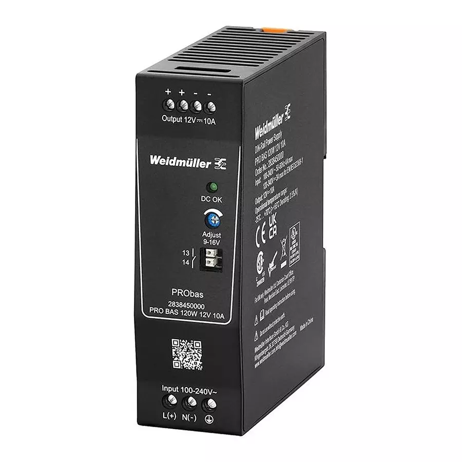 Weidmuller POWER SUPPLY, AC-DC, 12V, 10A, 2838450000