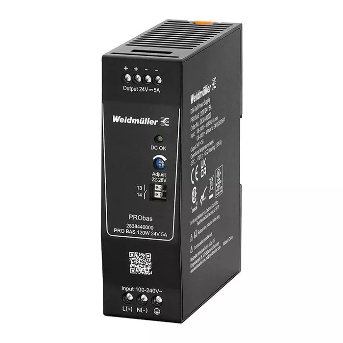 Weidmuller POWER SUPPLY, AC-DC, 24V, 5A, 2838440000