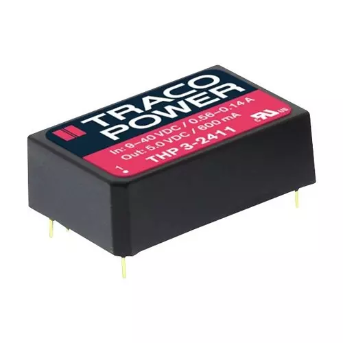 TRACO POWER DC/DC Converter,3W, 5V/0.6A, THP 3-7211