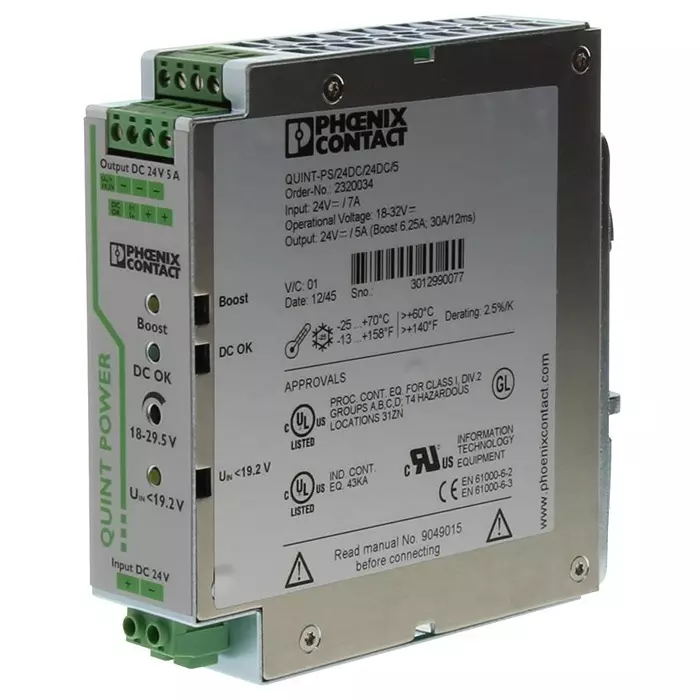 Phoenix Contact Isolated DIN Rail Mount DC / DC Converters DC/DC CONVERTER, 24V, 5A, QUINT-PS 24DC/24DC/5