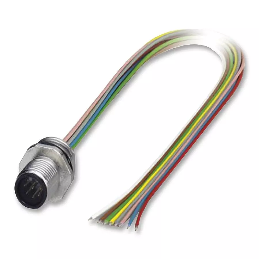 Phoenix Contact Sensor Cable Assemblies CABLE ASSY, M12 PLUG TO WIRE, 8P, 0.5M, 1513774