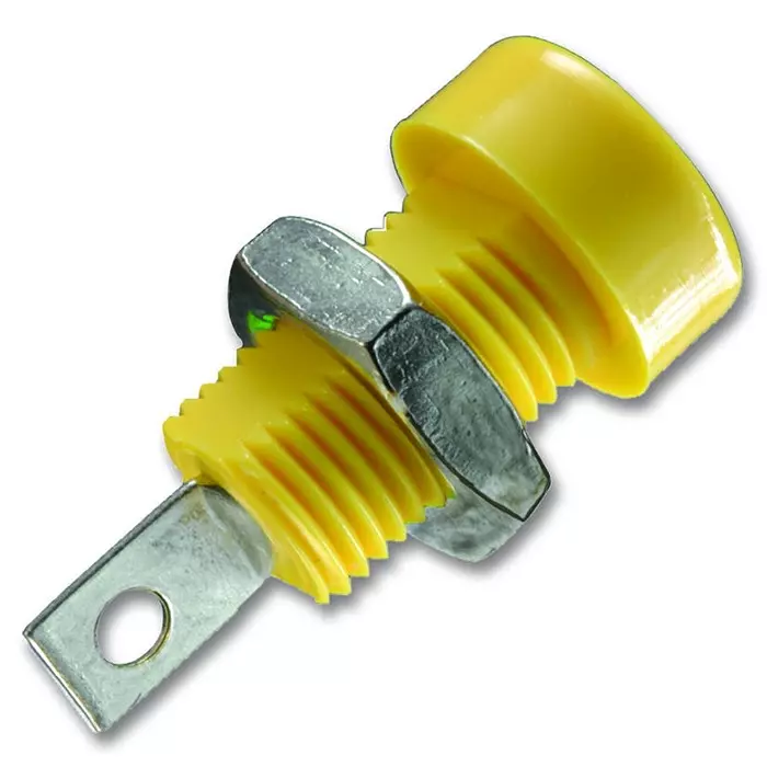 JOHNSON BANANA JACK, 15A, SOLDER, YELLOW, 108-0907-001