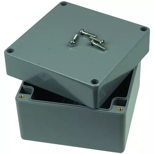 BUD ENCLOSURE, JUNCTION BOX, PLASTIC, GRAY, PN-1337-DG