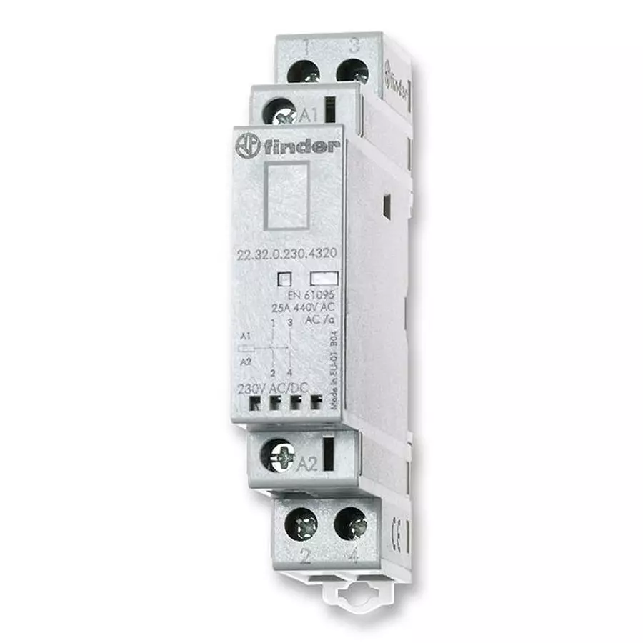 FINDER RELAY, DPST-NO, 250VAC, 25A, 22.32.0.024.4320