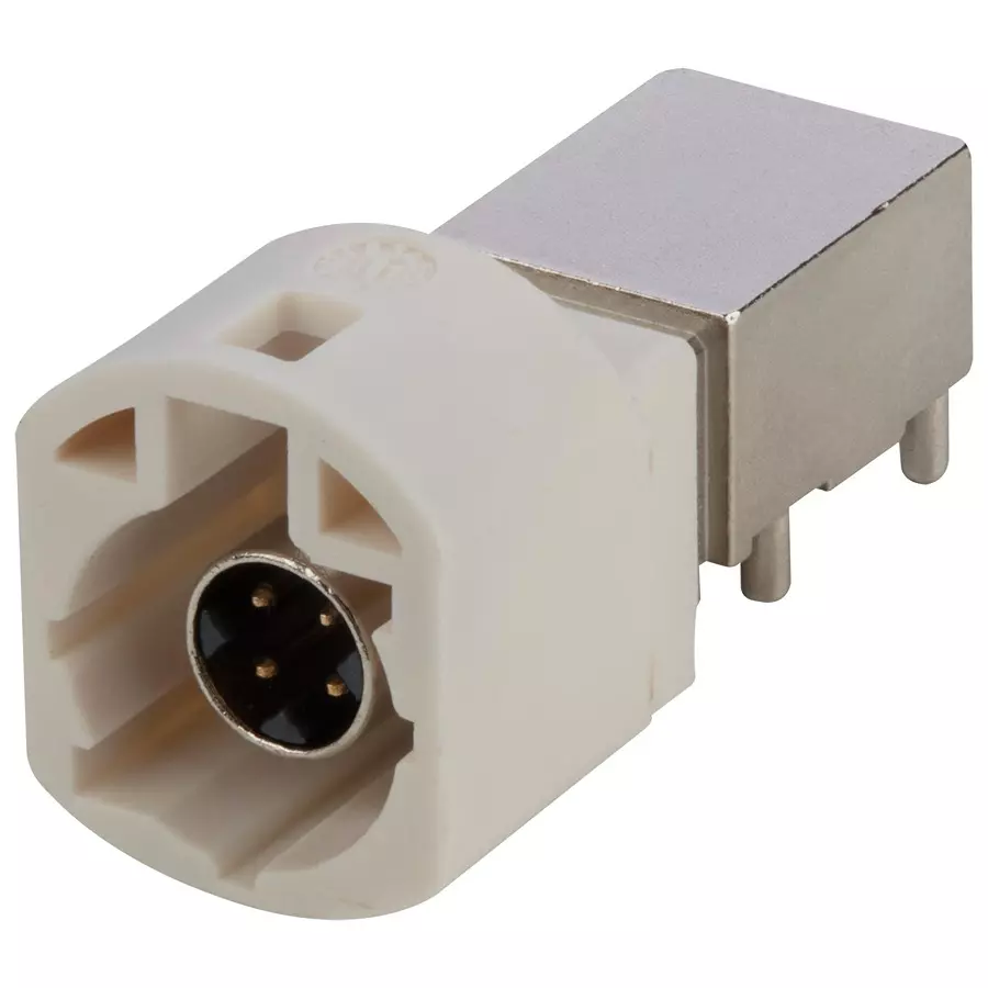 AMPHENOL COMMUNICATIONS SOLUTIONS AUTOMOTIVE CONN, R/A PLUG, 4POS, SMT, HSDNBRPPCB18B