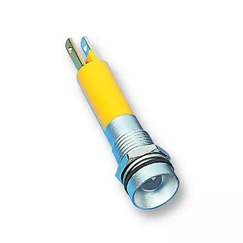CML INNOVATIVE TECHNOLOGIES LED, M8, 24VDC, MATT CHROME, YELLOW, 190B2352