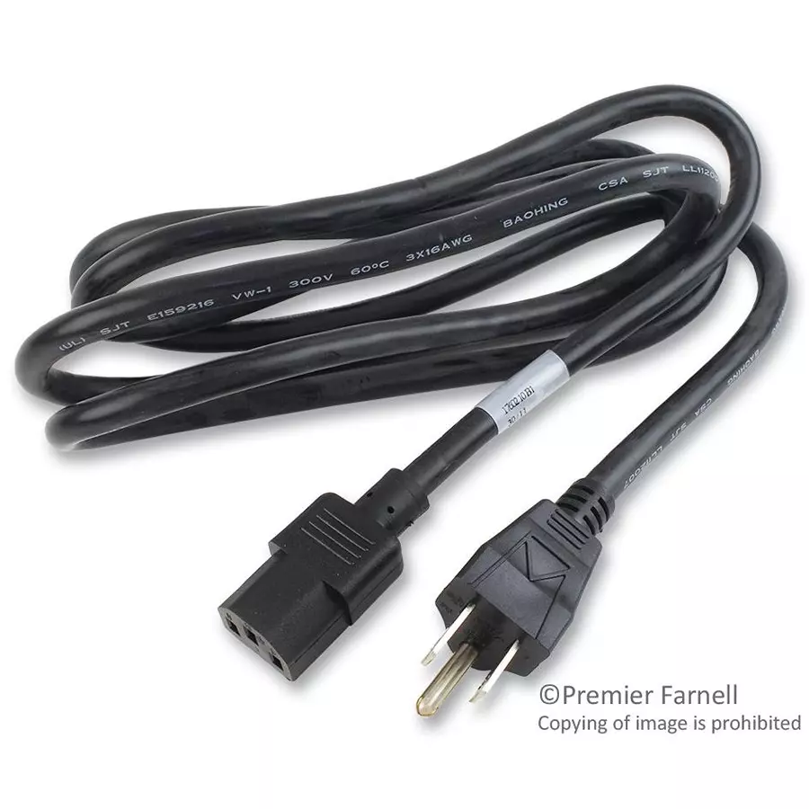 VOLEX POWER CORD NEMA5-15P/IEC, 79IN, 13A, BLACK, 17602
