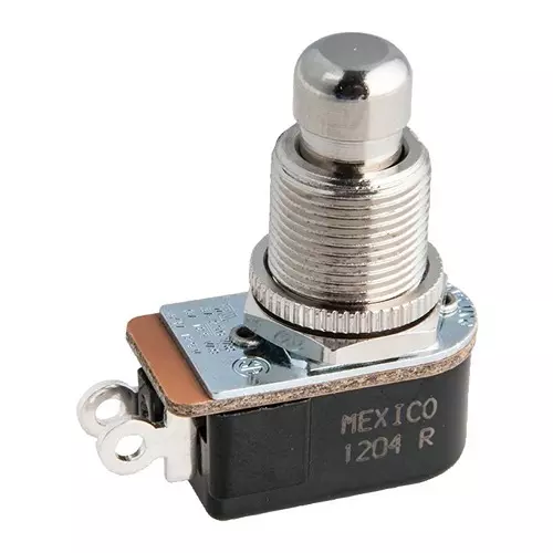 CARLING TECHNOLOGIES SWITCH, PUSHBUTTON, SPST, 6A, 250V, P26L-1D-RND MTL