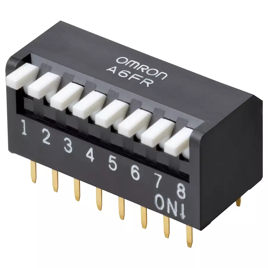 OMRON DIP SWITCH, 6POS, SPST, PIANO KEY, TH, A6FR-6104