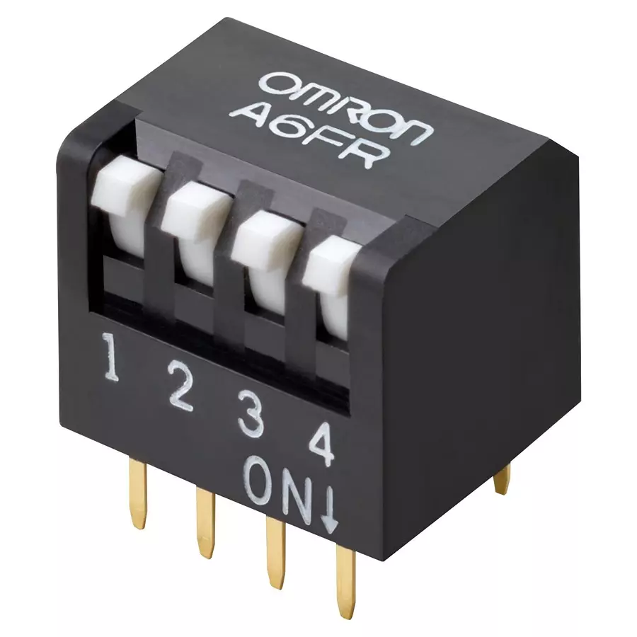 OMRON DIP SWITCH, 7POS, SPST, PIANO KEY, TH, A6FR-7101