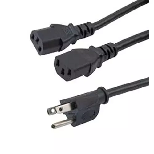 L-COM PWR CORD, N5-15P-2X IEC C13, 2 , 10A, N515P-C132-10-2F