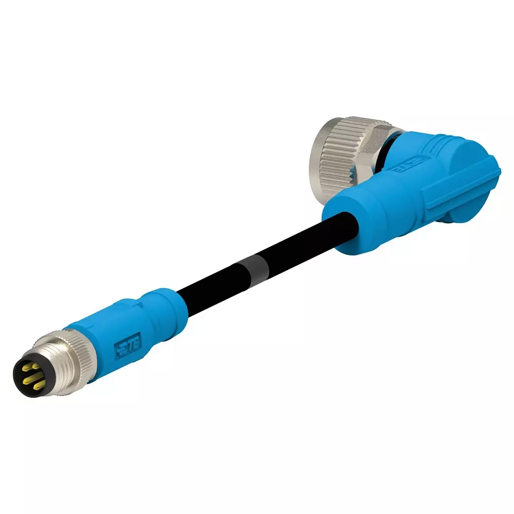 TE CONNECTIVITY Sensor Cord, 4P M8 Plug-M12 Rcpt, 19.7", T4052118004-001