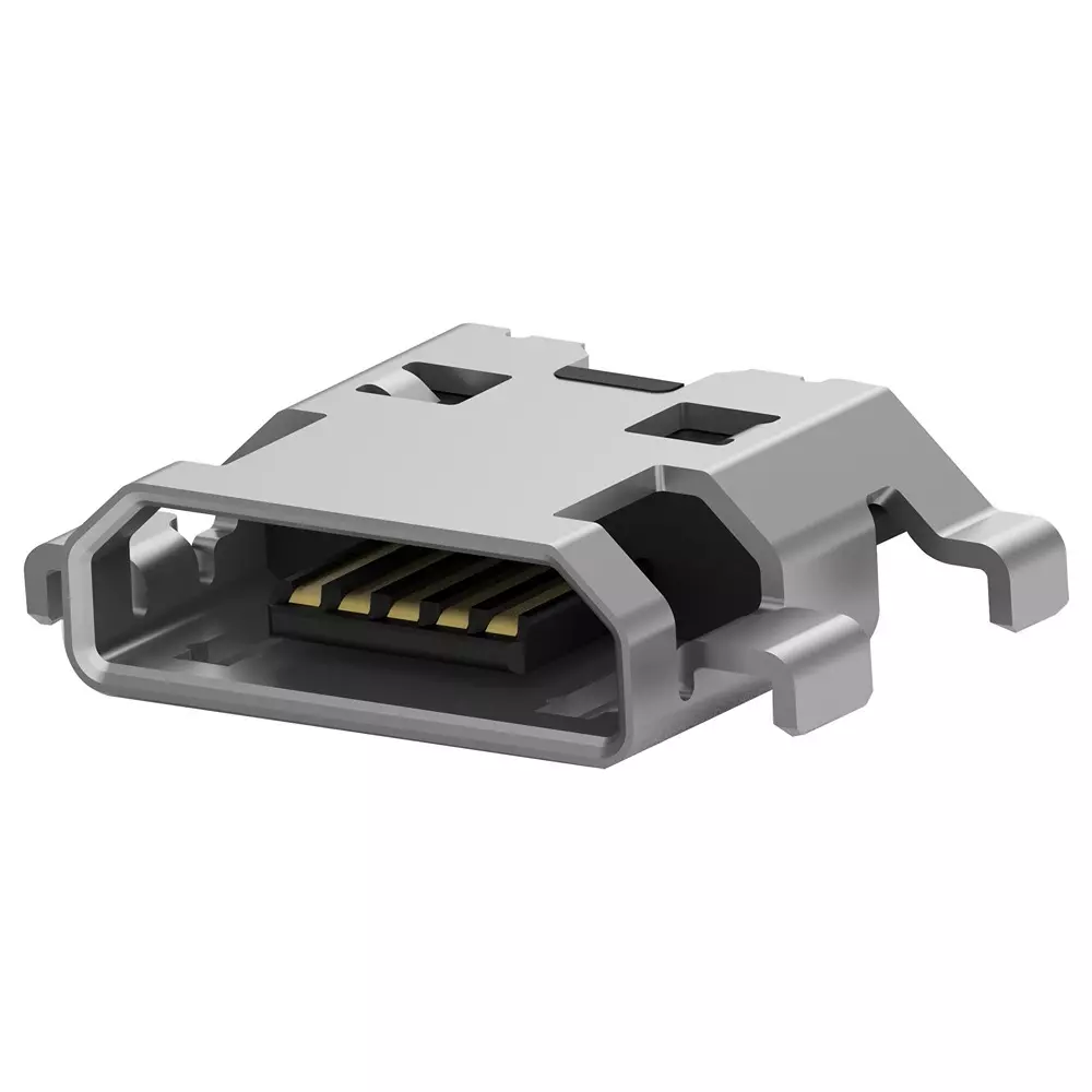 TE CONNECTIVITY Micro Usb Conn, 2.0 Type B, R/A Rcpt, 5P, 2134441-2