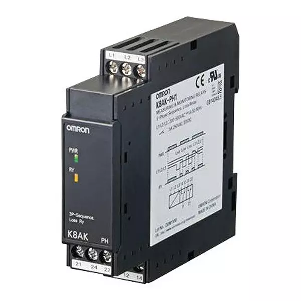 OMRON INDUSTRIAL AUTOMATION Relay, 3-Ph, Dpdt-Nc, 200-400Vac, K8AKPH1