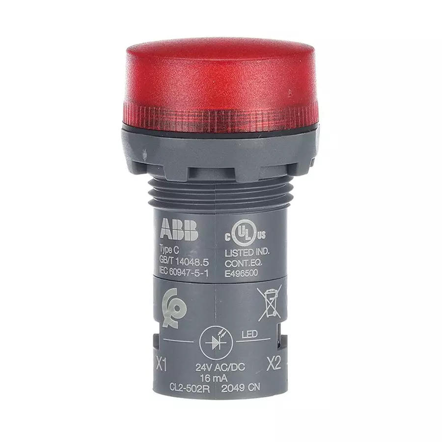 ABB Pilot Light, Red, 24V, 22.3mm, Screw, 1SFA619403R5021