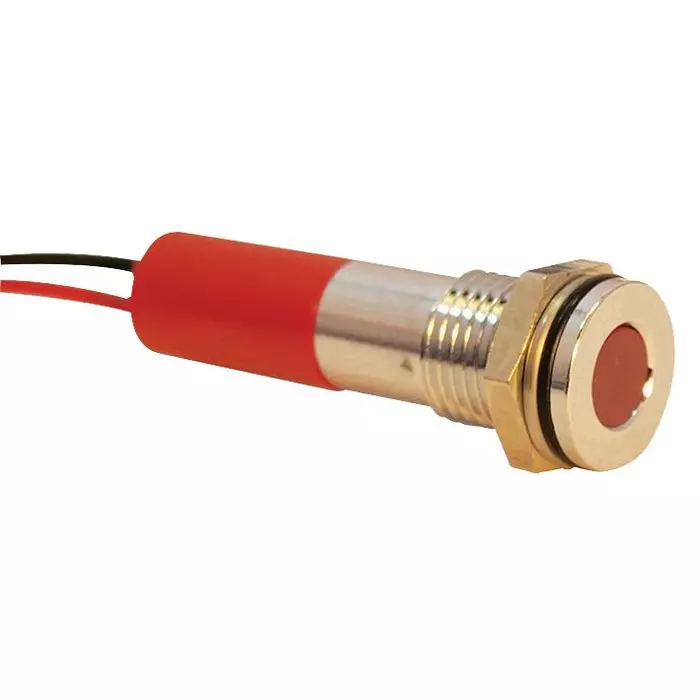 APEM Indic Flush Chrome Red 220VAC,Ip67, Q8F3CXXHR220E