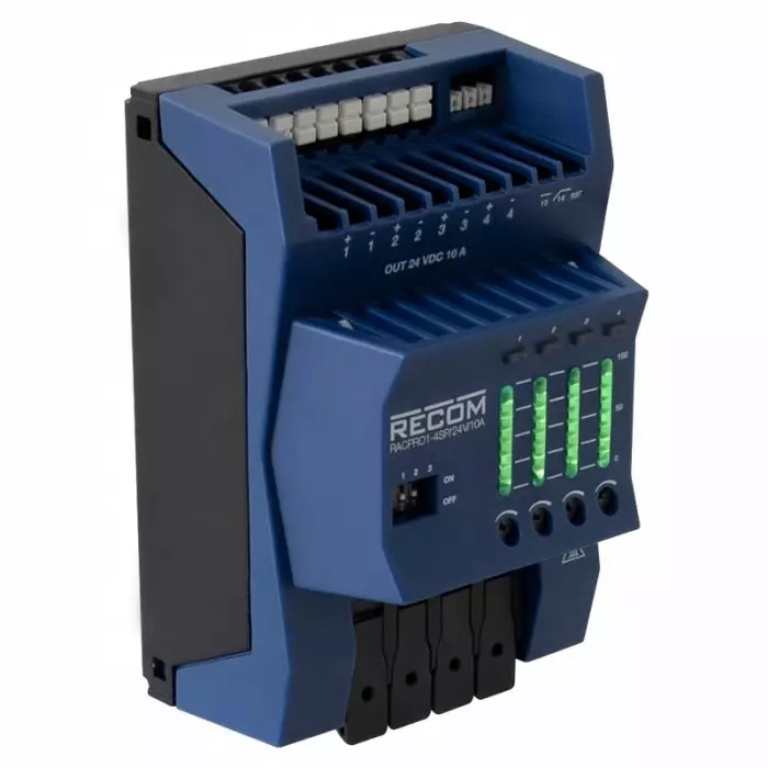 RECOM POWER DIN Rail Power Supply 22-28V DC Input 24V DC Output 10A Output 240W, 23000053