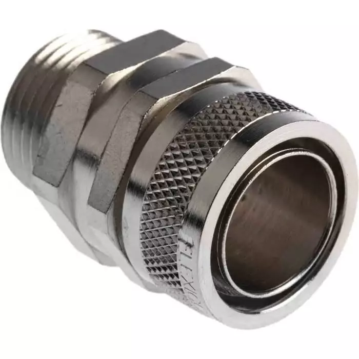Flexicon Straight Conduit Fitting 20mm Nominal Size M20 Nickel Plated Brass IP54 Rating, FSU20-M20-S (Pack of 10 Pcs)