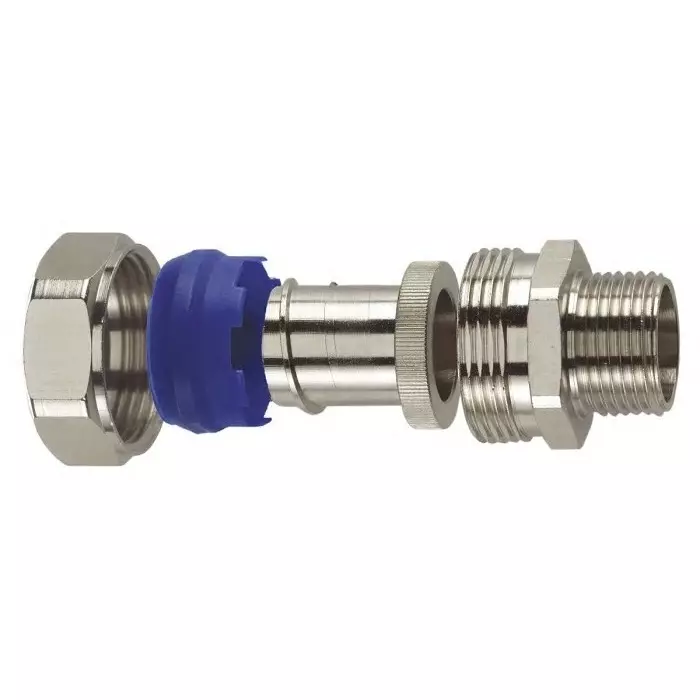 Flexicon Straight Conduit Fitting 16mm Nominal Size M20 Nickel Plated Brass IP65 Rating, FSU16-M20-C (Pack of 10 Pcs)