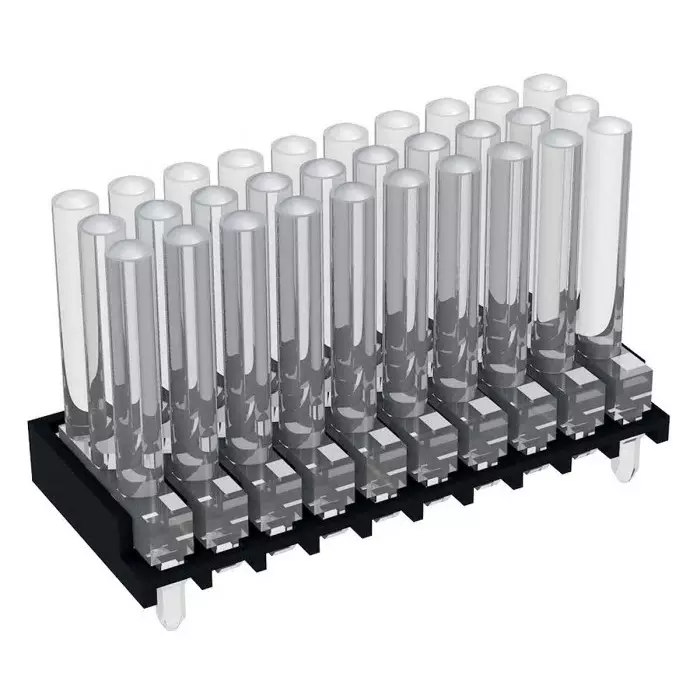 MENTOR PCB Mounted 30-Way LED Light Pipe Tri-Level-Row Clear Dome Lens, 1296.7203