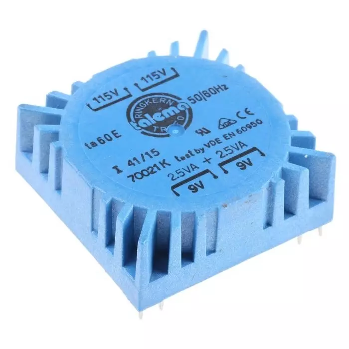 Nuvotem Talema Toroidal Transformer 115 V AC 230 V AC 2 x 9V AC 5VA 2 Output, 70021K