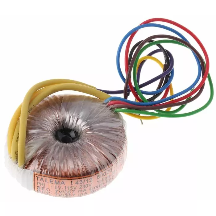 Nuvotem Talema Toroidal Transformer 115 V AC 230 V AC 2 x 7V AC 5VA 2 Output, 60020