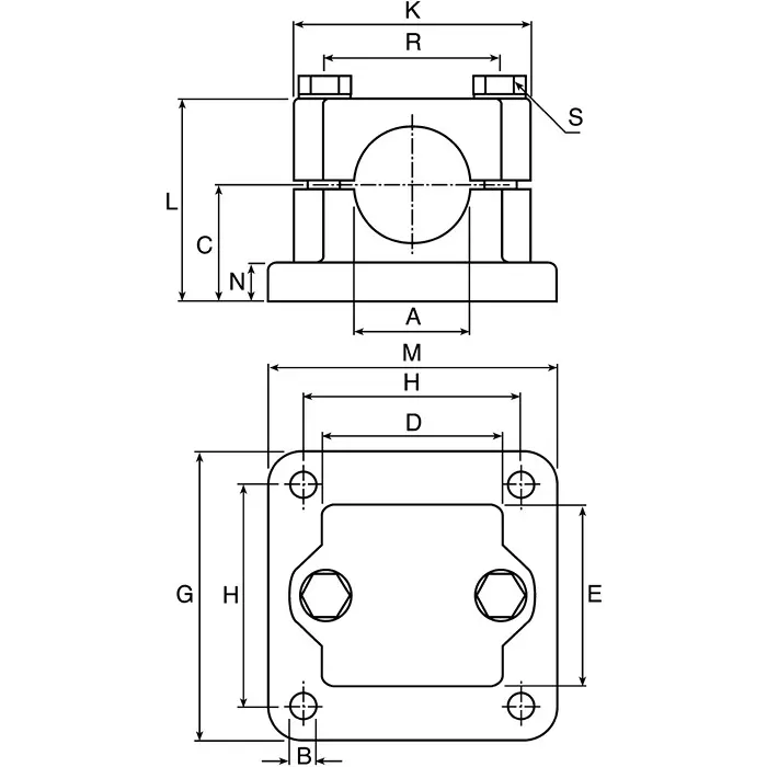 Rose+Krieger M8 Thread Flange Clamp 40mm, 12400003020