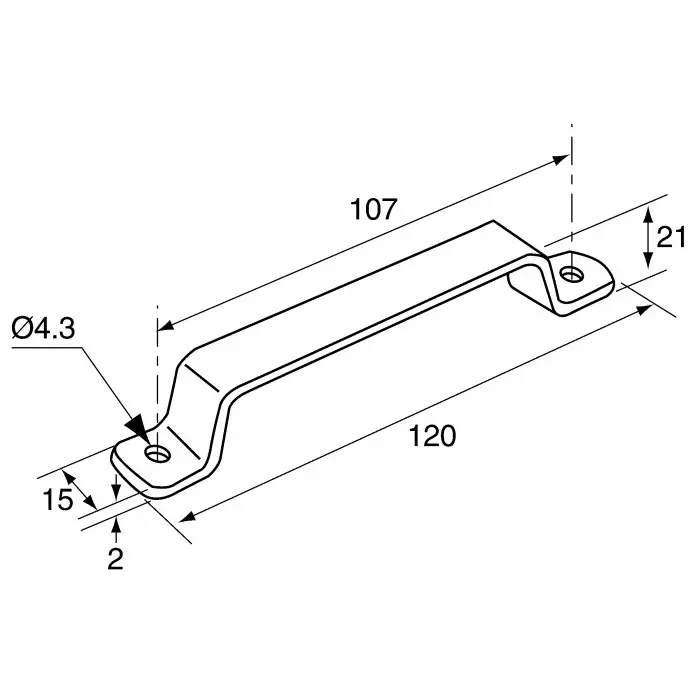 Pinet Steel Carry Handle 120 x 21mm (Pack of 2 Pcs)