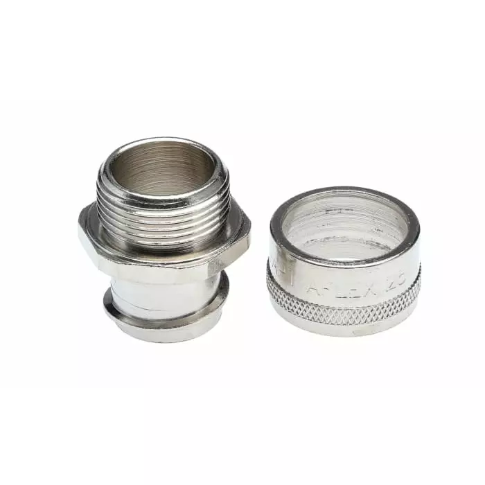 Adaptaflex Straight Conduit Fitting 25mm Nominal Size M25 Brass Silver IP40 Rating, 7TCA296010R0098S25/M25/A (Pack of 10 Pcs)