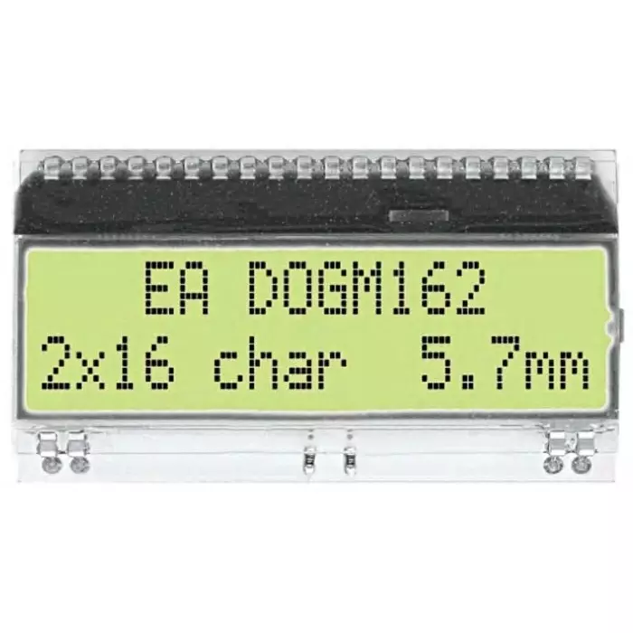 Display Visions Alphanumeric LCD Display Yellow-Green on Black 2 Rows by 16 Characters Transmissive, EA DOGM162E-A