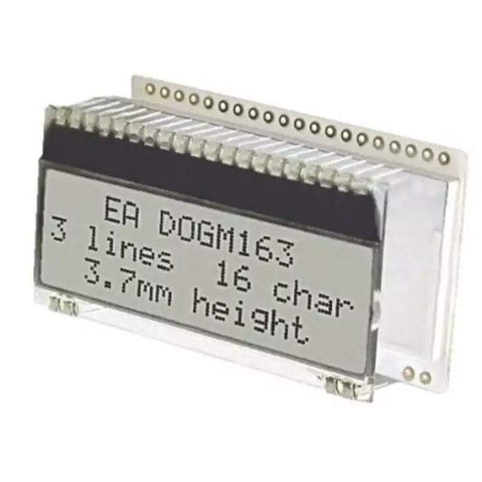 Display Visions Alphanumeric LCD Display White on Black 3 Rows by 16 Characters Transflective, EA DOGM163W-A
