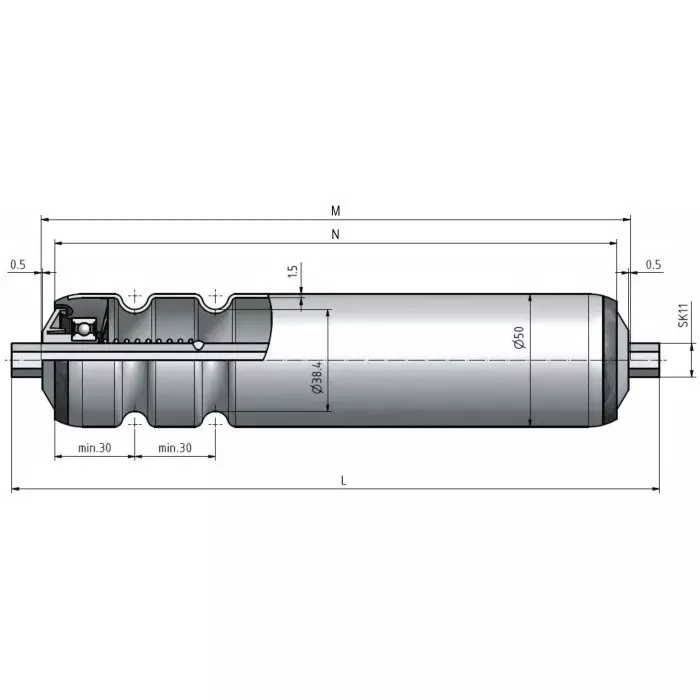 Interroll Conveyor Roller 50mm x 400mm, 17X5JAEVAB