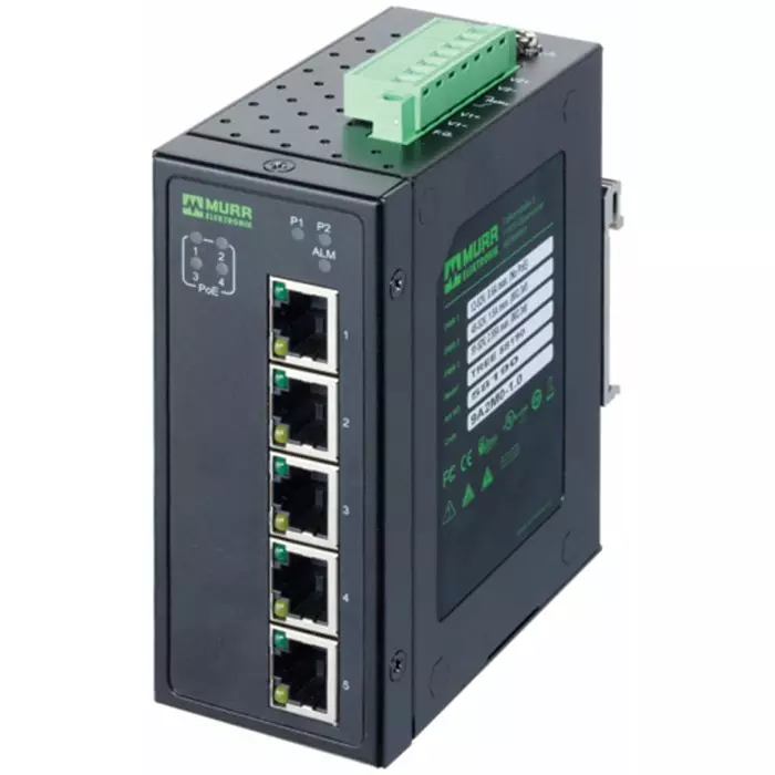 Murrelektronik Limited 58 Series DIN Rail Mount Network Hub 5 RJ45 Ports 48V, 58190