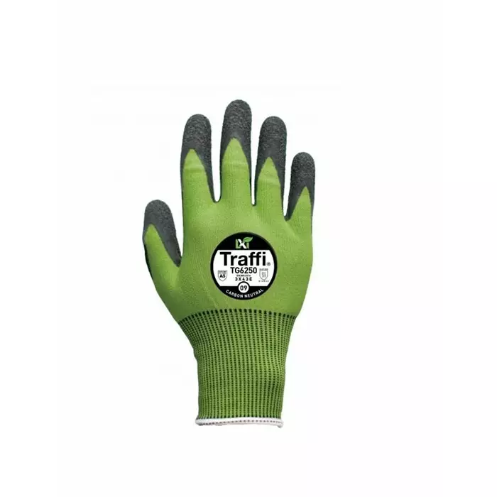 Traffi Yarn Cut Resistant Work Gloves Latex Coating Green Dry Environment Size 6, A-TG6250-GR-6