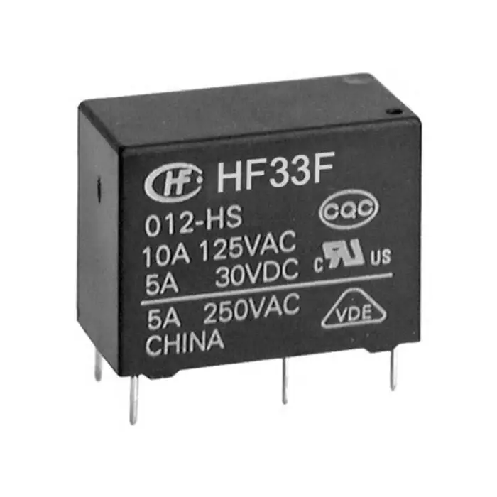 Hongfa Europe GMBH PCB Mount Latching Power Relay 5V DC Coil 10A Switching Current SPST, HF33F/005-HSL3F (Pack of 100 Pcs)
