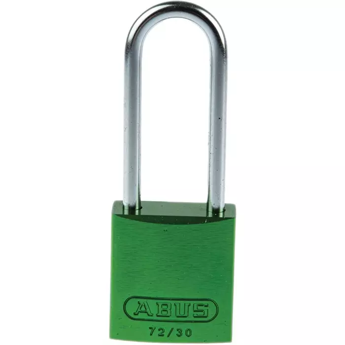 ABUS 72/30 Key Weatherproof Aluminium Steel Safety Padlock 4.4 mm Shackle 32.2 mm Body, 72/30HB50 Green