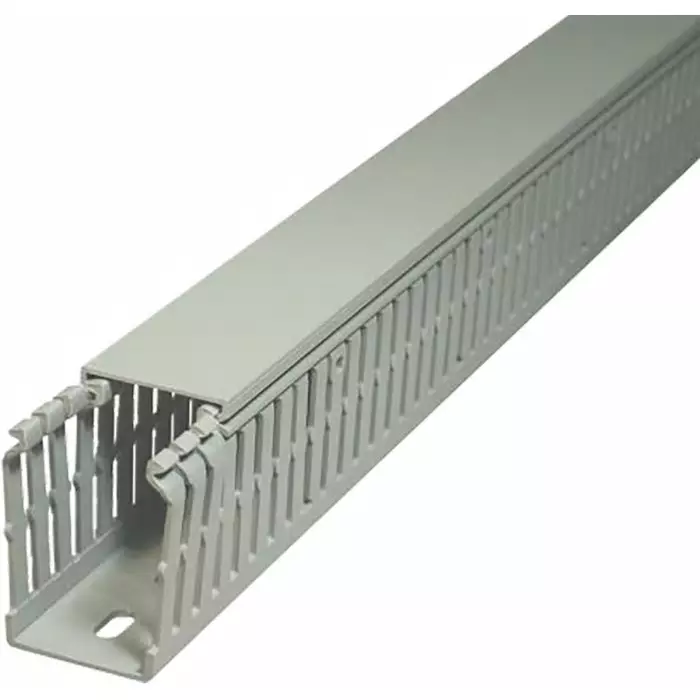 SES Sterling GN-A6/4 LF Grey Slotted Panel Trunking Open Slot W60 mm x D80mm L2m PVC, 8390163013