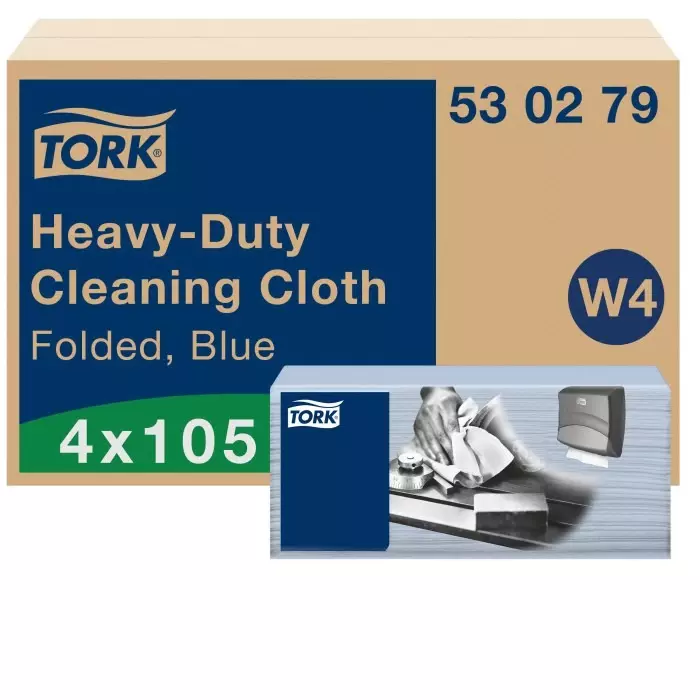 Tork Blue Non Woven Fabric Cloths for Heavy Duty Cleaning 41.5 x 35.5cm Repeat Use, 530279