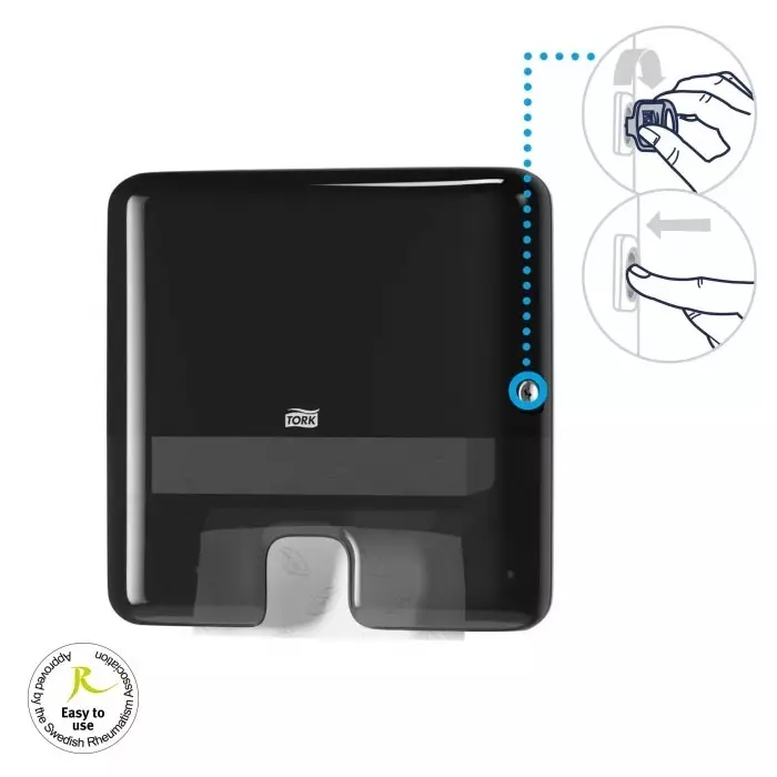Tork Paper Towel Dispenser Wall Mounting Plastic Black 101x295x302 mm, 552108